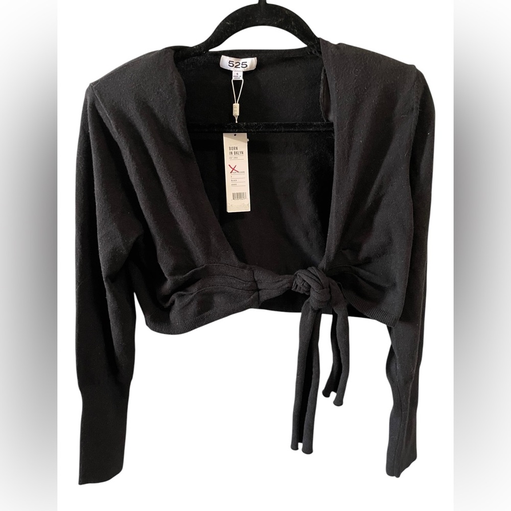 525 America cropped shrug with front ties black size small